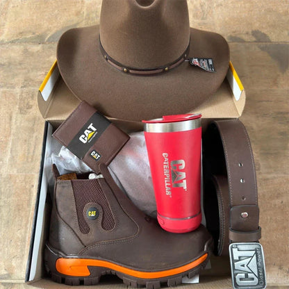 Kit Bota Masculina Adventure em Couro Legítimo e Palmilha Ortopédica +BRINDES: Chapéu, Cinto, Carteira e Copo (Copy)