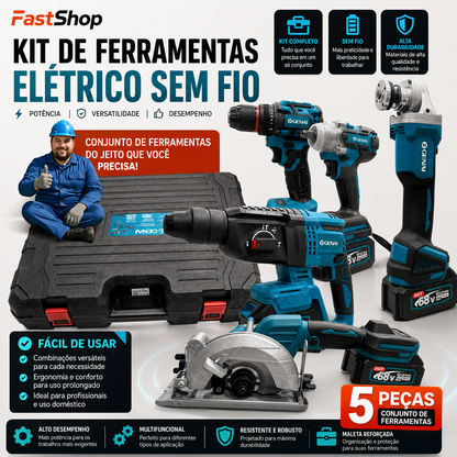 Kit Completo de Ferramentas Brushless 68V – Alto Torque, Alta Performance e Durabilidade - 1 ANO GARANTIA