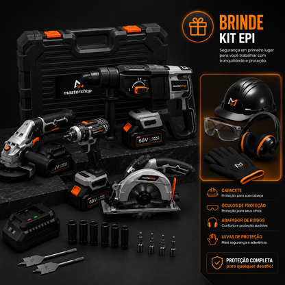 Kit Completo de Ferramentas Brushless 68V – Alto Torque, Alta Performance e Durabilidade - 1 ANO GARANTIA
