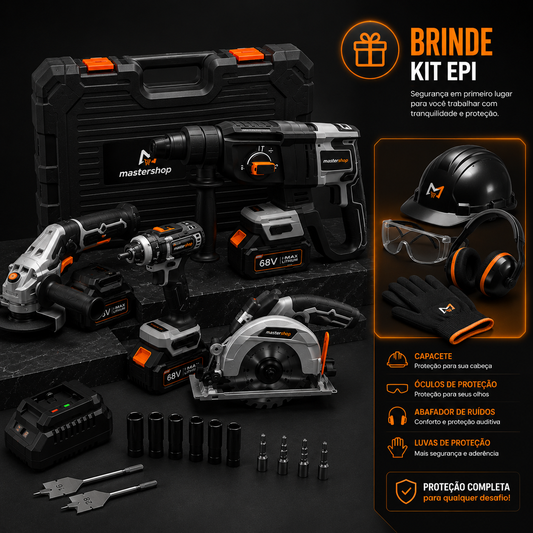 Kit Completo de Ferramentas Brushless 68V – Alto Torque, Alta Performance e Durabilidade - 1 ANO GARANTIA