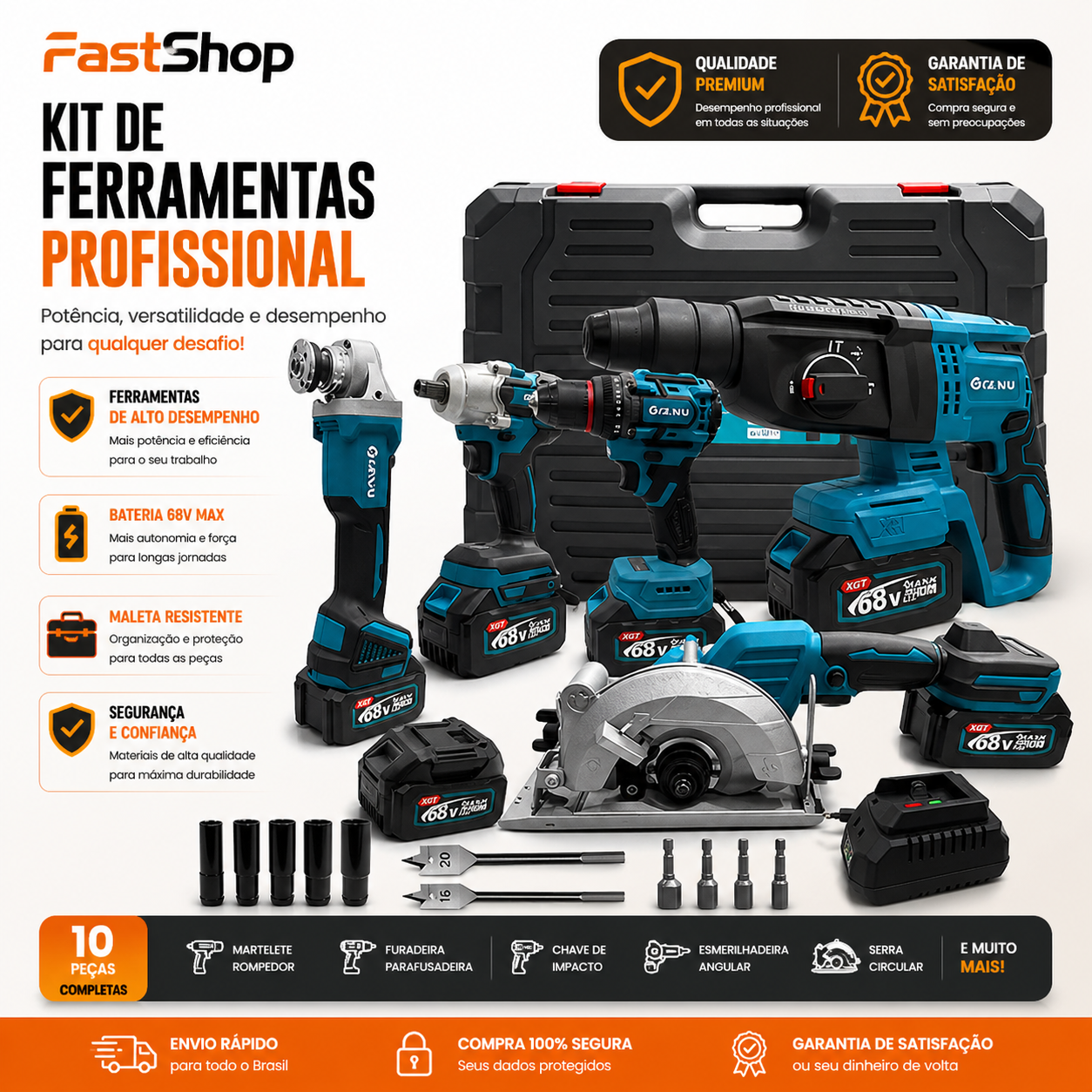 Ferramenta Brushless 68V – Alto Torque, Alta Performance e Durabilidade