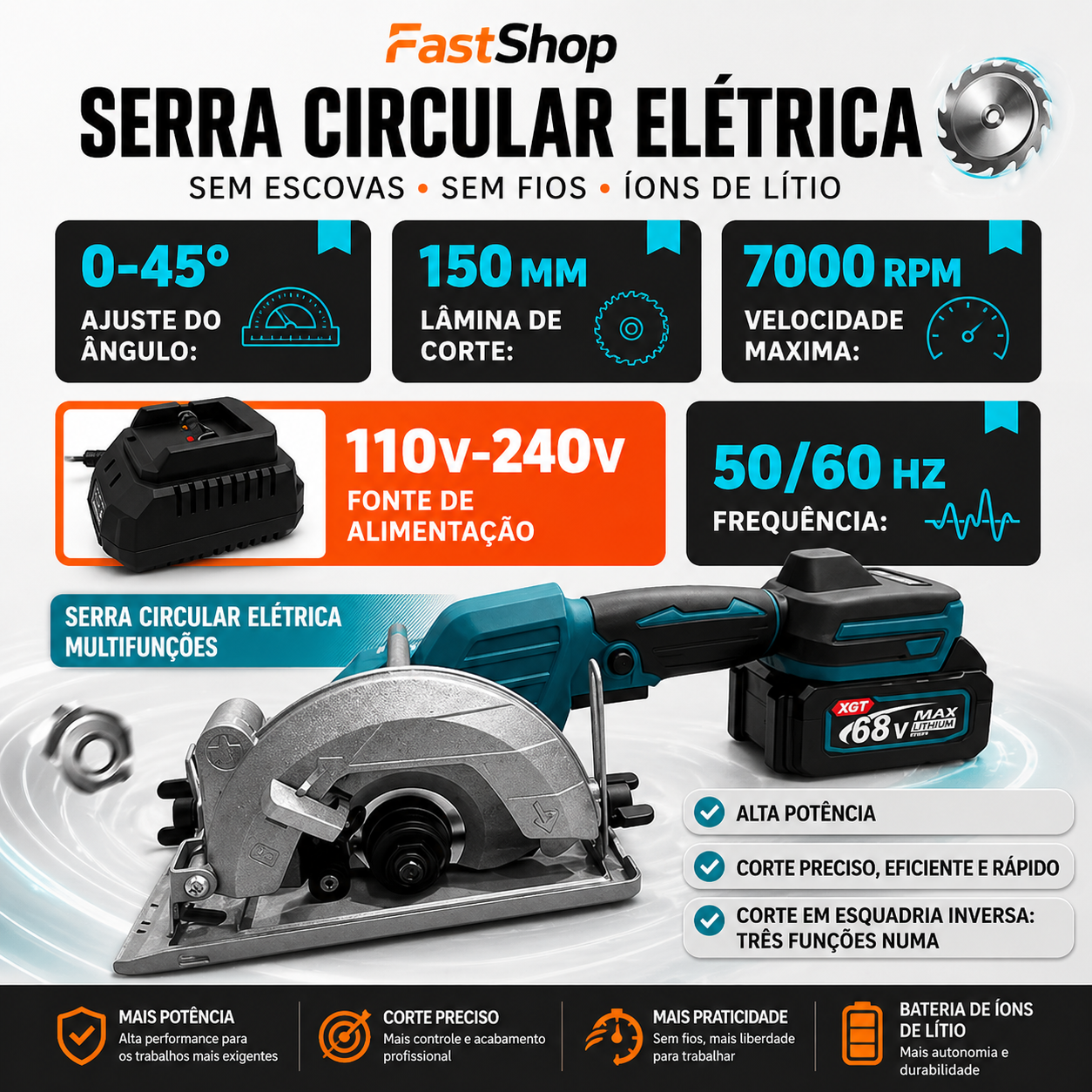 Ferramenta Brushless 68V – Alto Torque, Alta Performance e Durabilidade
