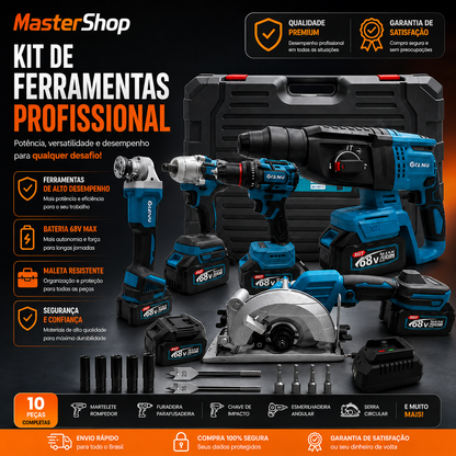 Kit Completo de Ferramentas Brushless 68V – Alto Torque, Alta Performance e Durabilidade - 1 ANO GARANTIA