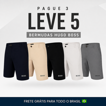 Kit 5 Bermudas Boss Masculina em Sarja - Promoção Relâmpago ⚡